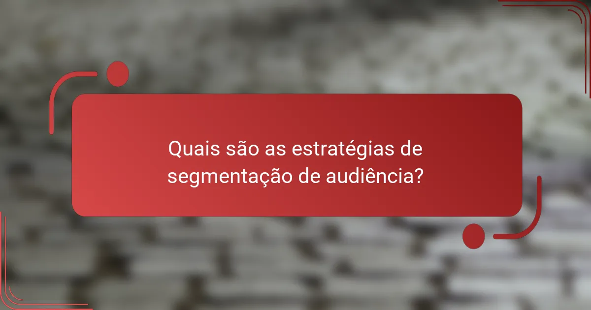 Quais são as estratégias de segmentação de audiência?