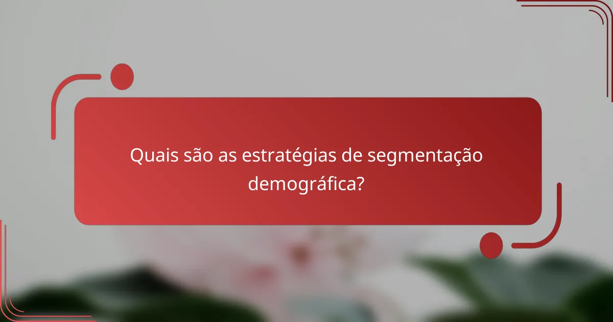 Quais são as estratégias de segmentação demográfica?
